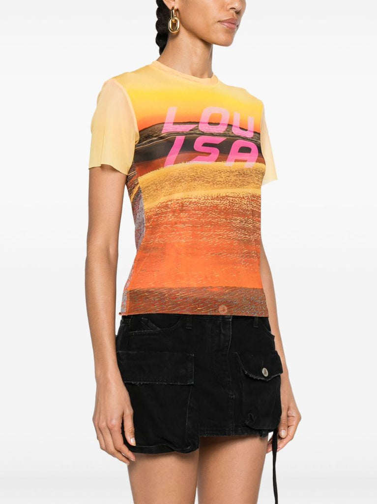 Orange Beach Logo-print Mesh T-shirt