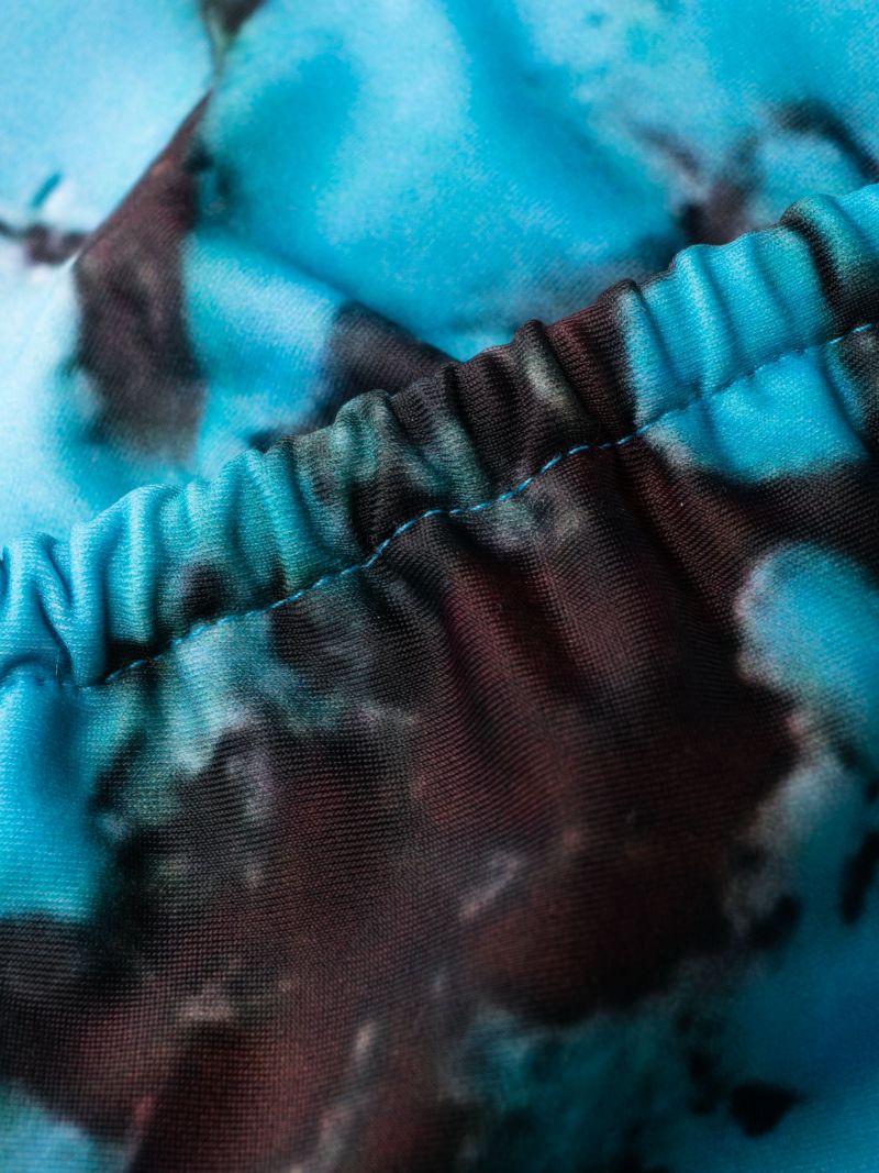 Blue Mini Ring Abstract-print Bikini Top