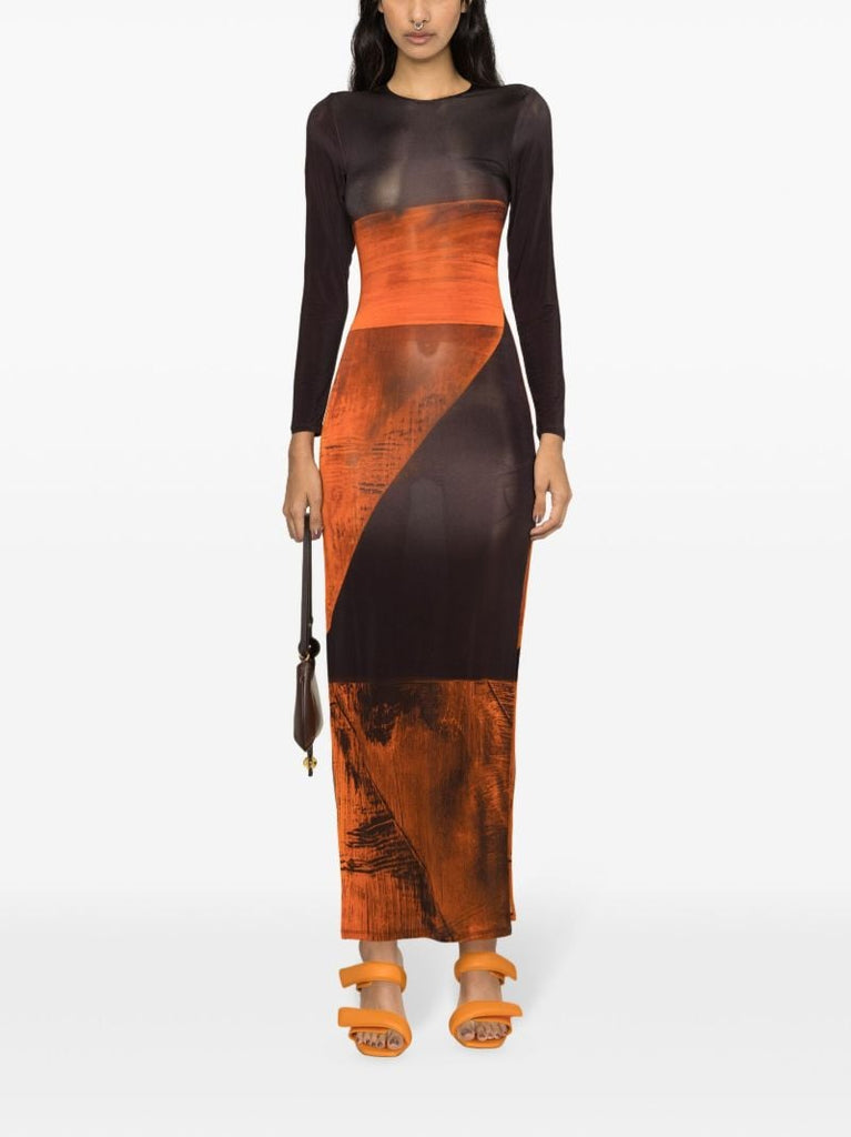 Orange and Brown High Tide Maxi Dress