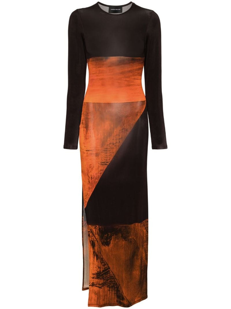 Orange and Brown High Tide Maxi Dress