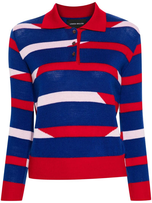 Red Knitted Wool Polo Shirt