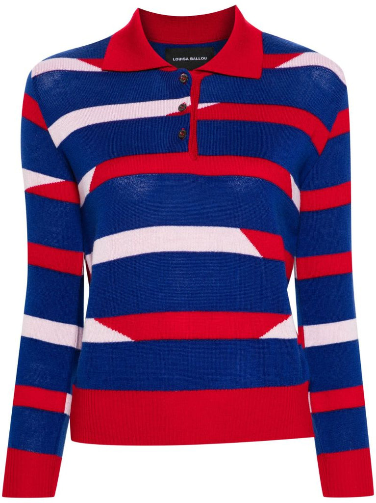 Red Knitted Wool Polo Shirt
