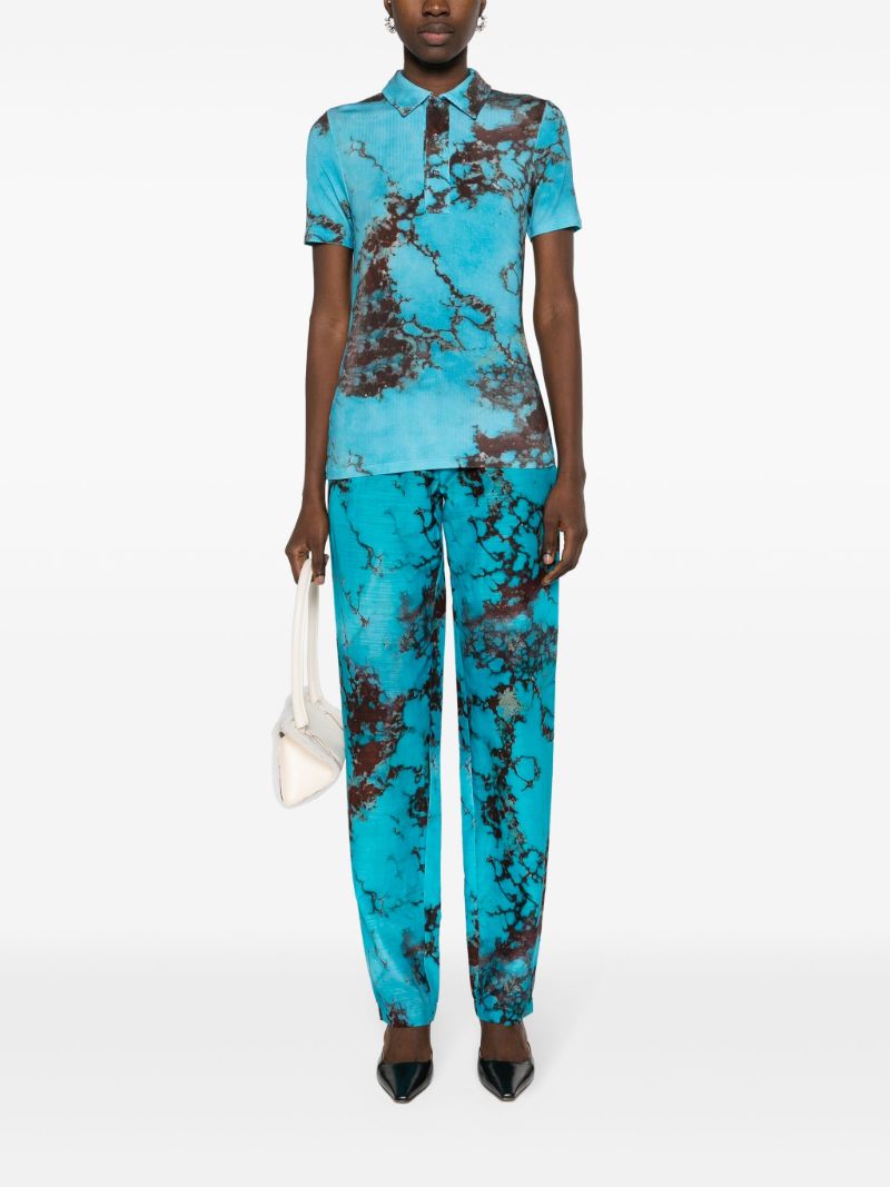 Blue Marble-print Polo Shirt