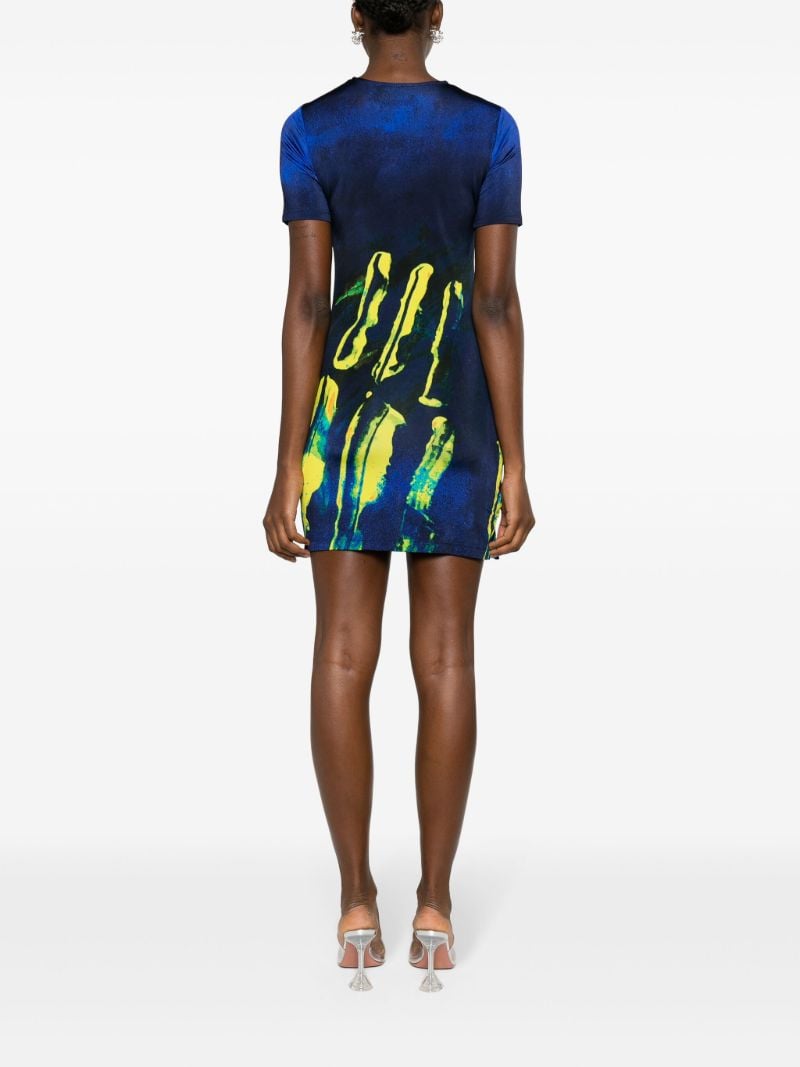 Blue Abstract-print T-shirt Dress