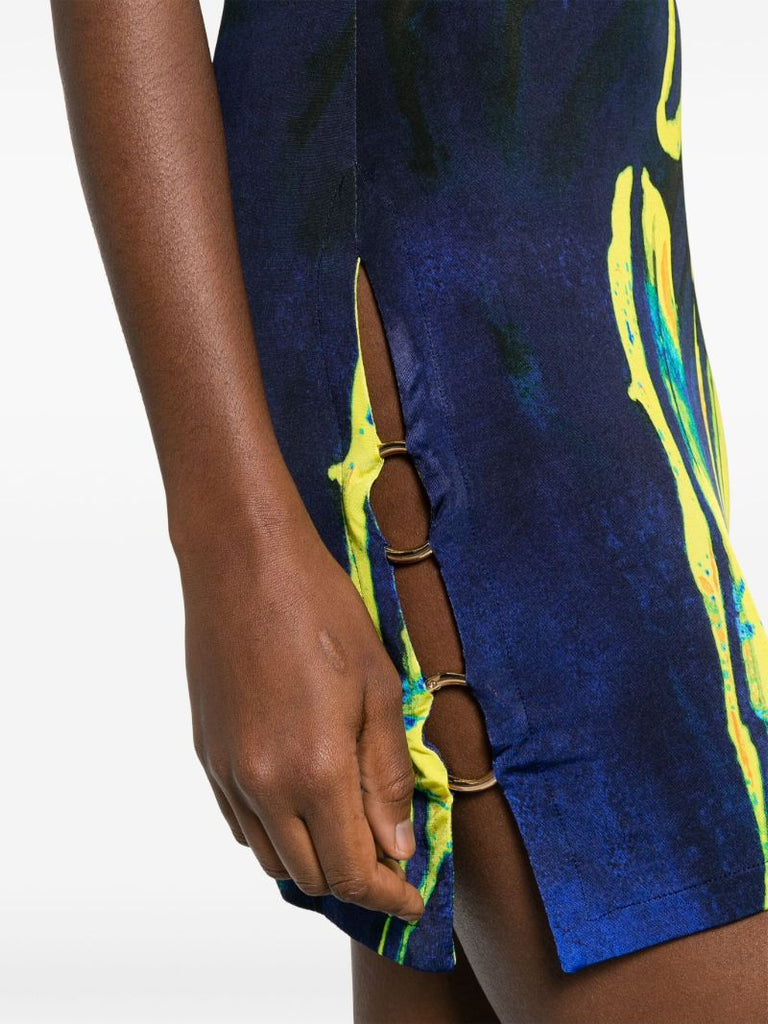 Blue Abstract-print T-shirt Dress