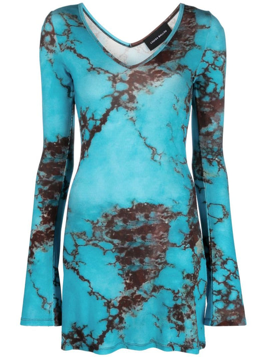 Blue Stone-print Mini Dress