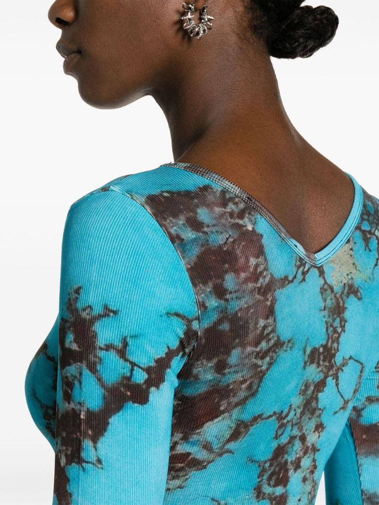 Blue Stone-print Mini Dress