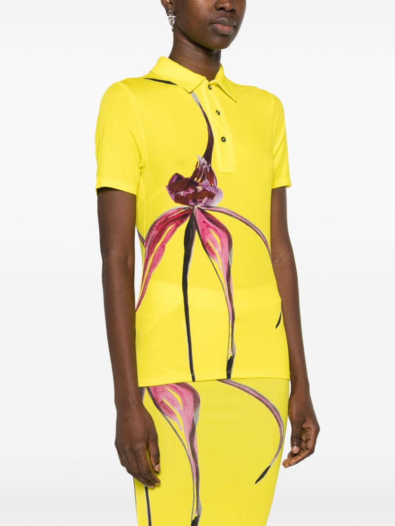 Yellow Floral-print Polo Shirt