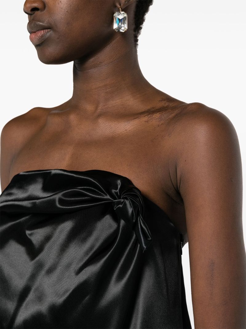 Black Knotted Satin Mini Dress
