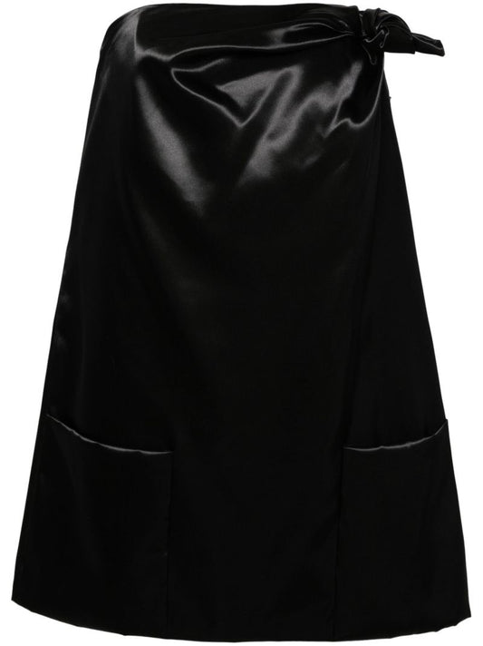 Black Knotted Satin Mini Dress