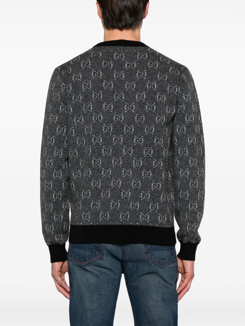 Grey Logo-jacquard Wool Sweater