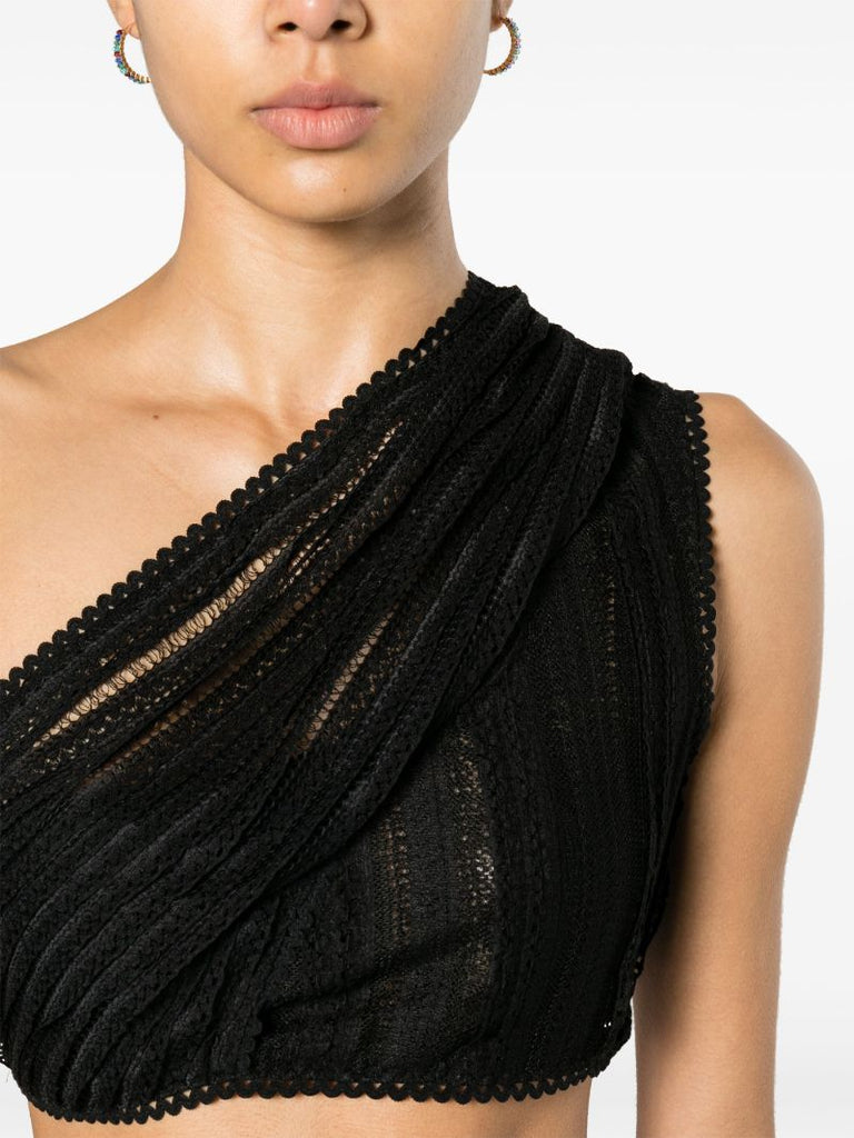 Black Marthy Lace Crop Top