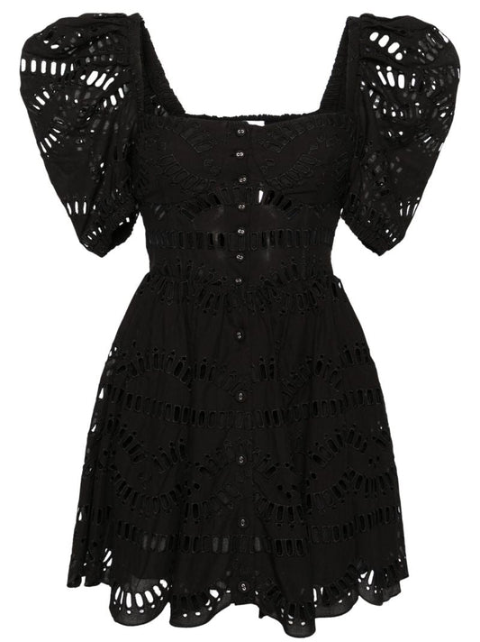 Black Ayiak Broderie Anglaise Mini Dress