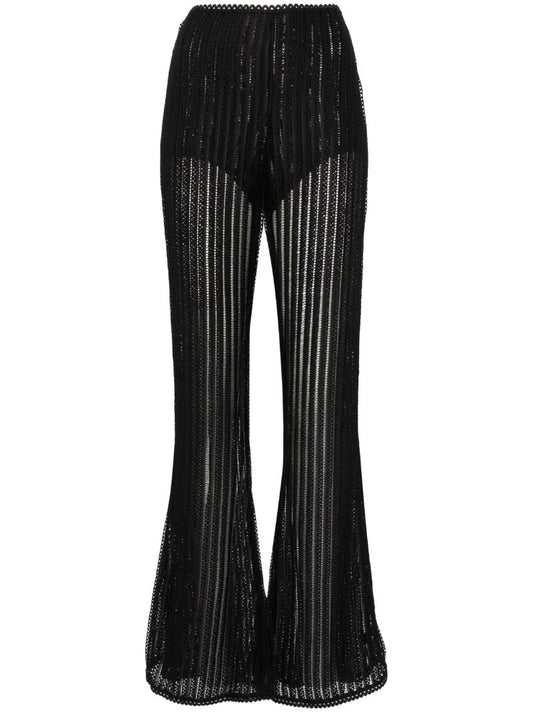 Black Youssy Lace Flared Trousers