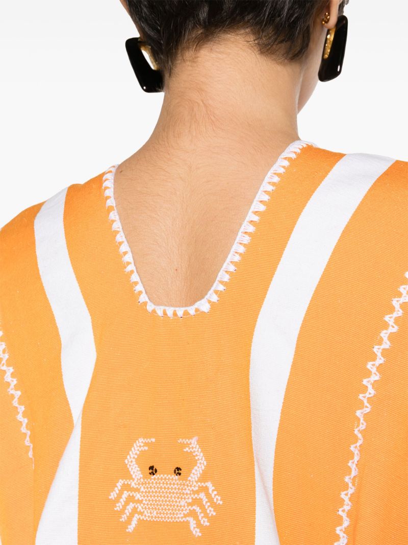 Orange Crab-embroidery Cotton Kaftan
