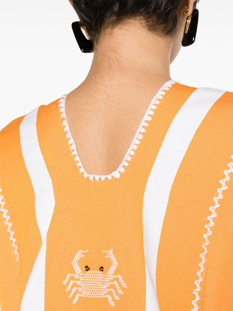 Orange Crab-embroidery Cotton Kaftan
