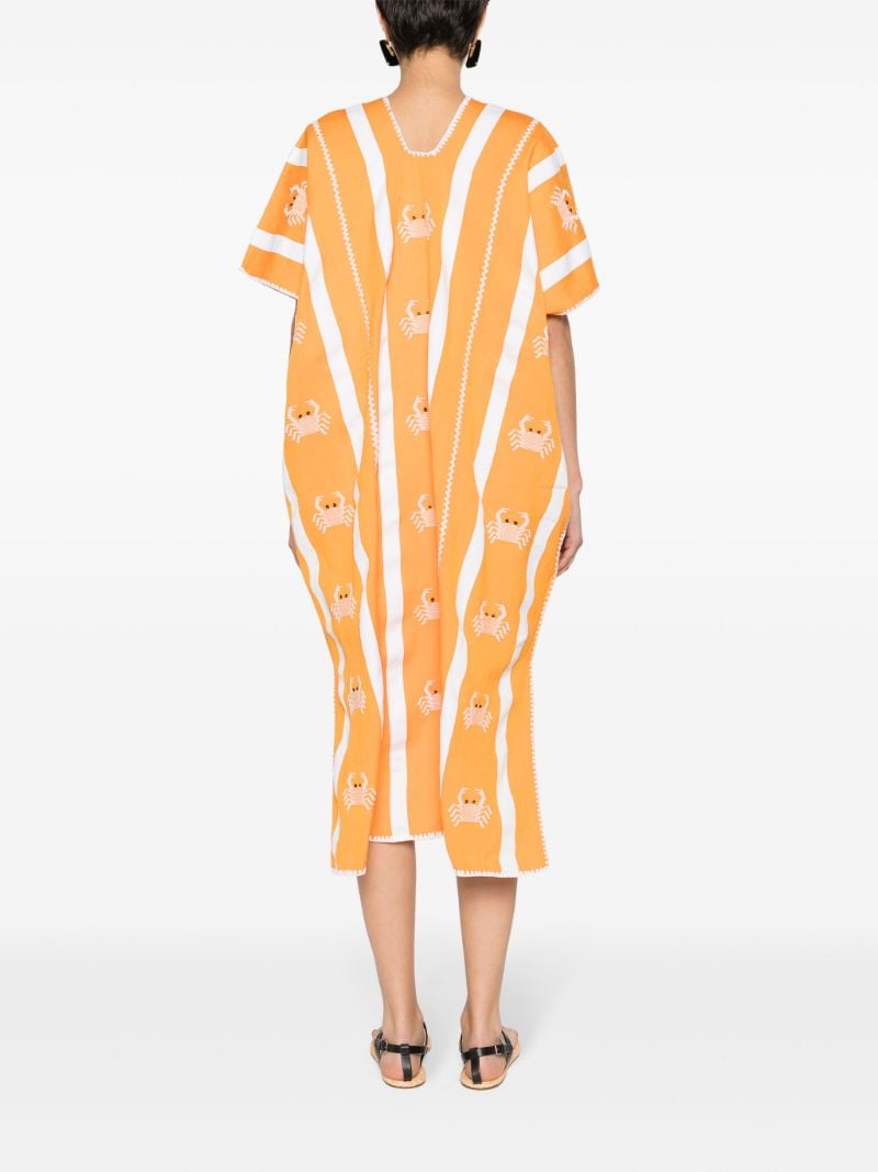 Orange Crab-embroidery Cotton Kaftan