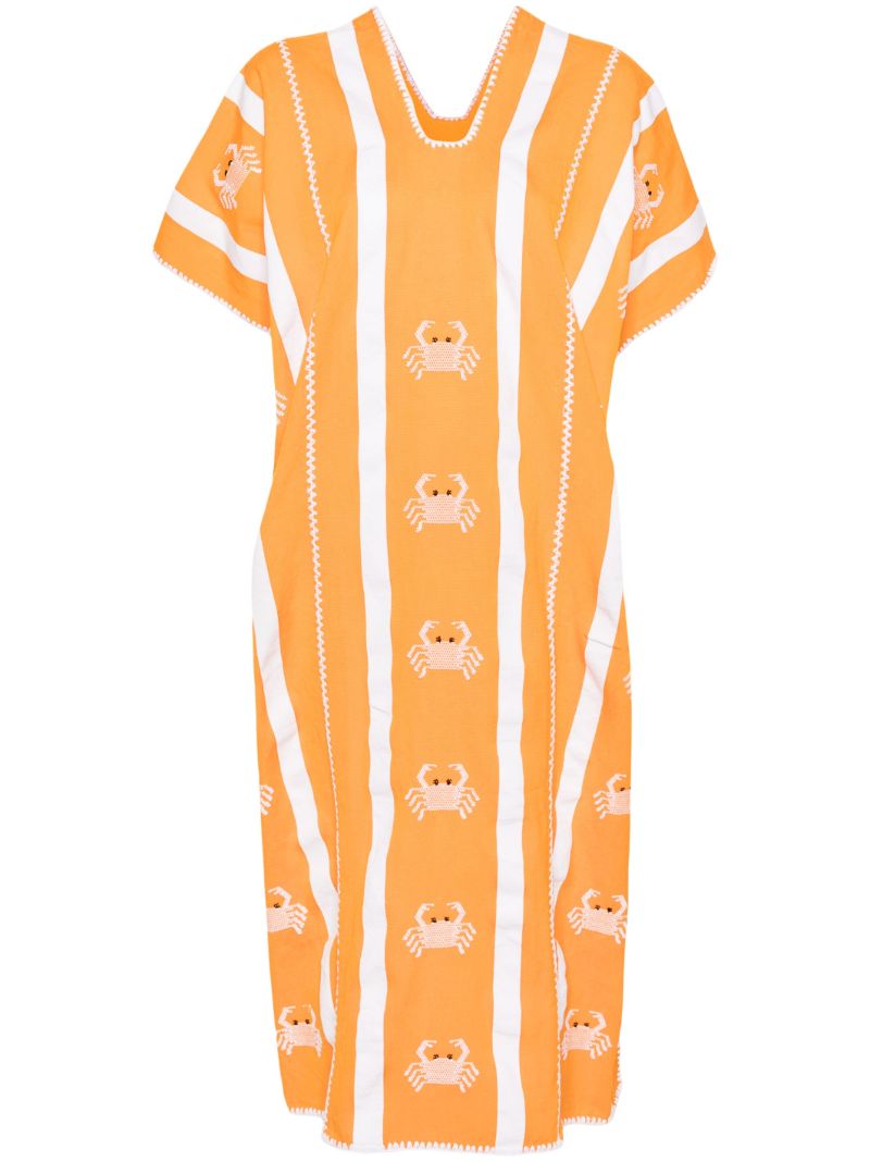 Orange Crab-embroidery Cotton Kaftan