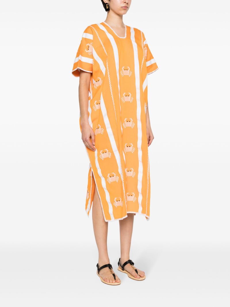 Orange Crab-embroidery Cotton Kaftan