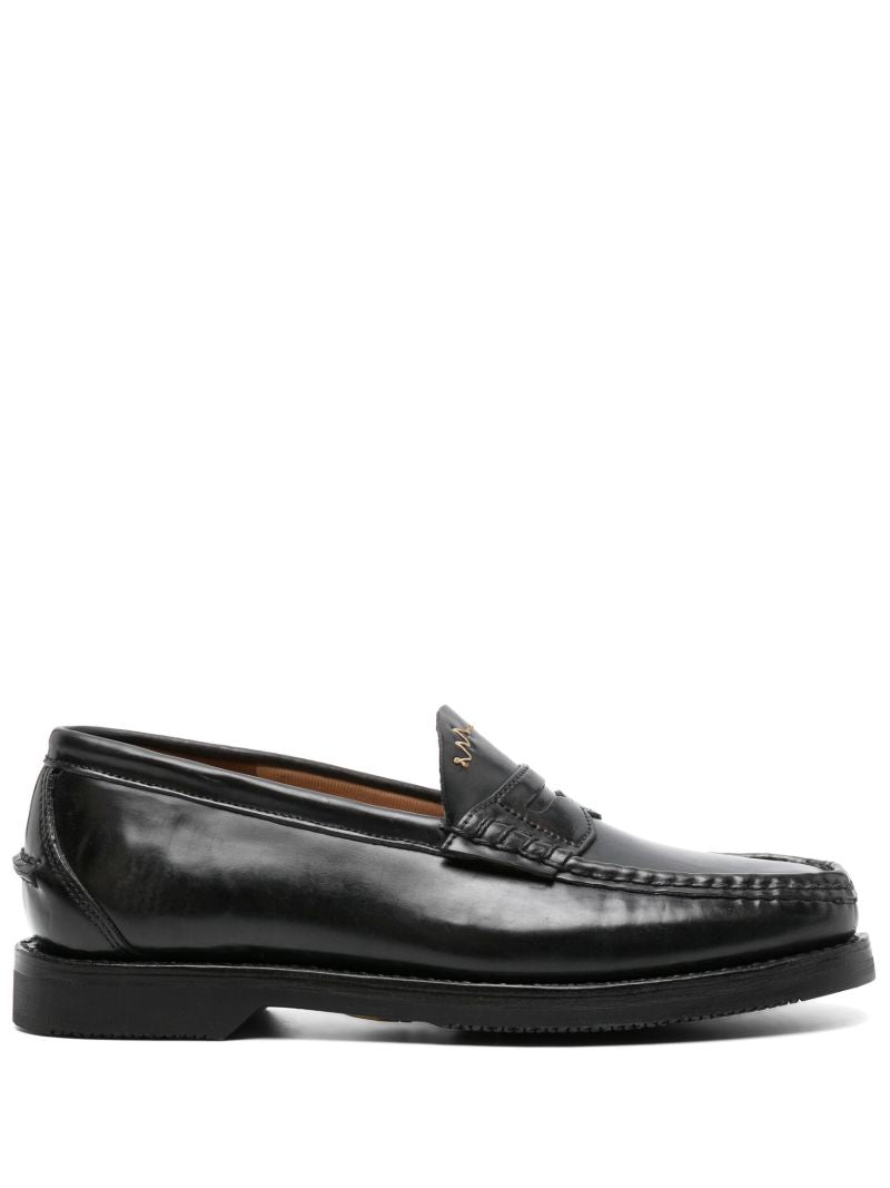 Black Fabro-folk Leather Loafers
