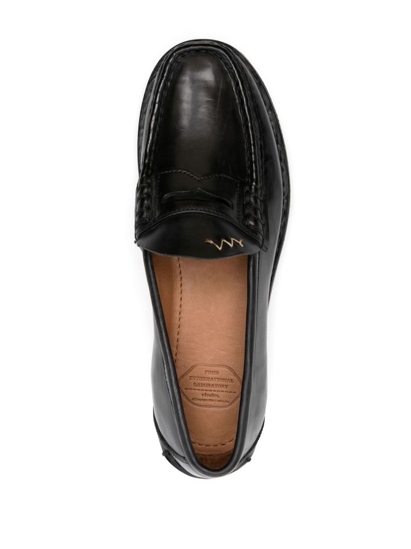 Black Fabro-folk Leather Loafers