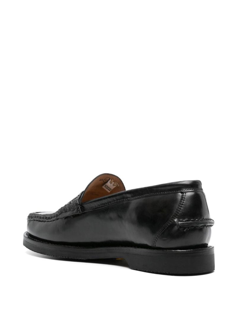 Black Fabro-folk Leather Loafers