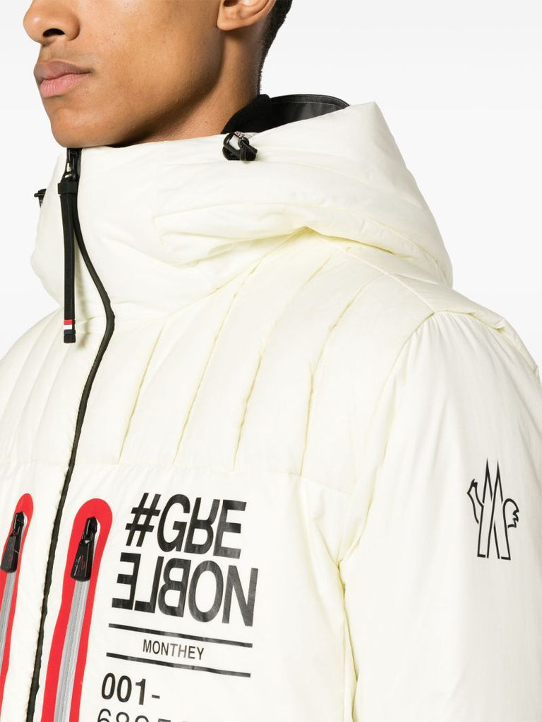White Monthey Three-stripe Puffer Jacket