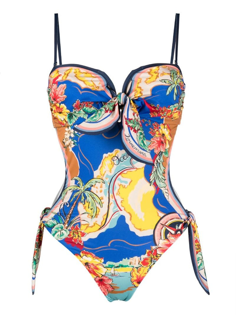 Blue Alight Nautical Map Swimsuit