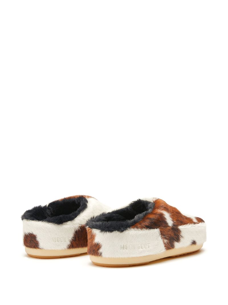 White Cow-print Pony Hair Mules