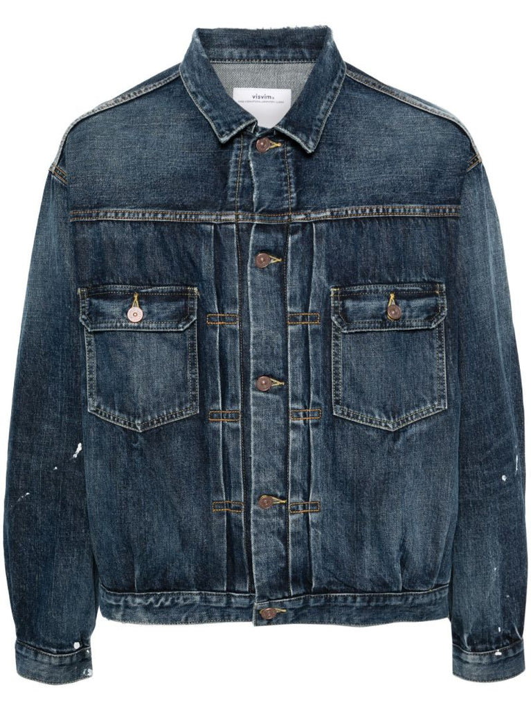 Blue Paint-splatter Denim Jacket