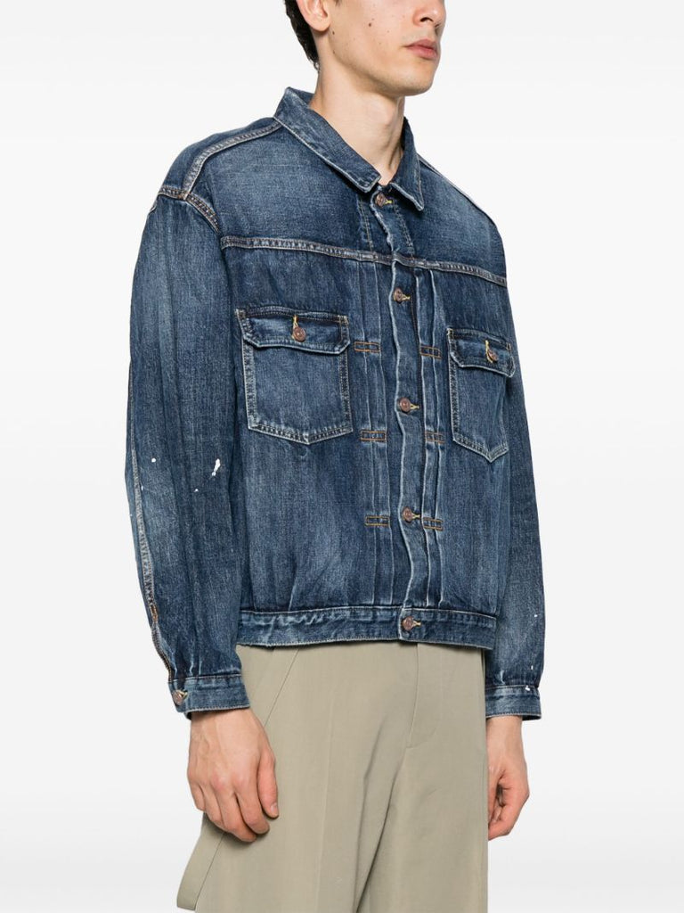 Blue Paint-splatter Denim Jacket
