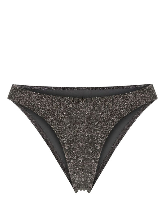 Grey High Cut Lurex Bikini Bottom