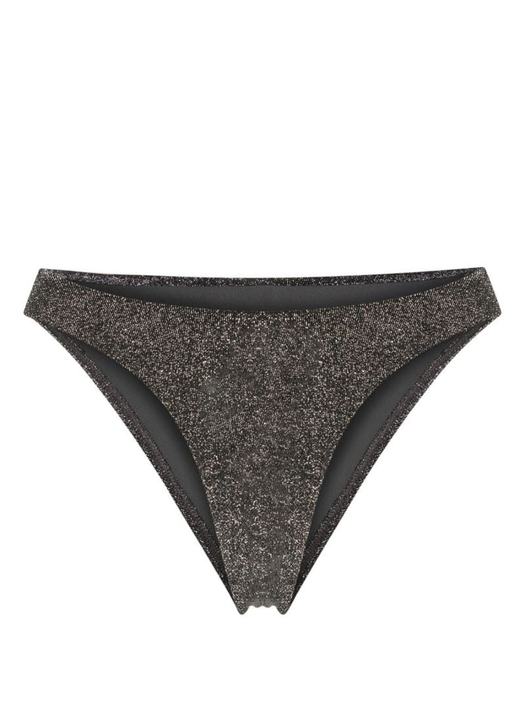 Grey High Cut Lurex Bikini Bottom