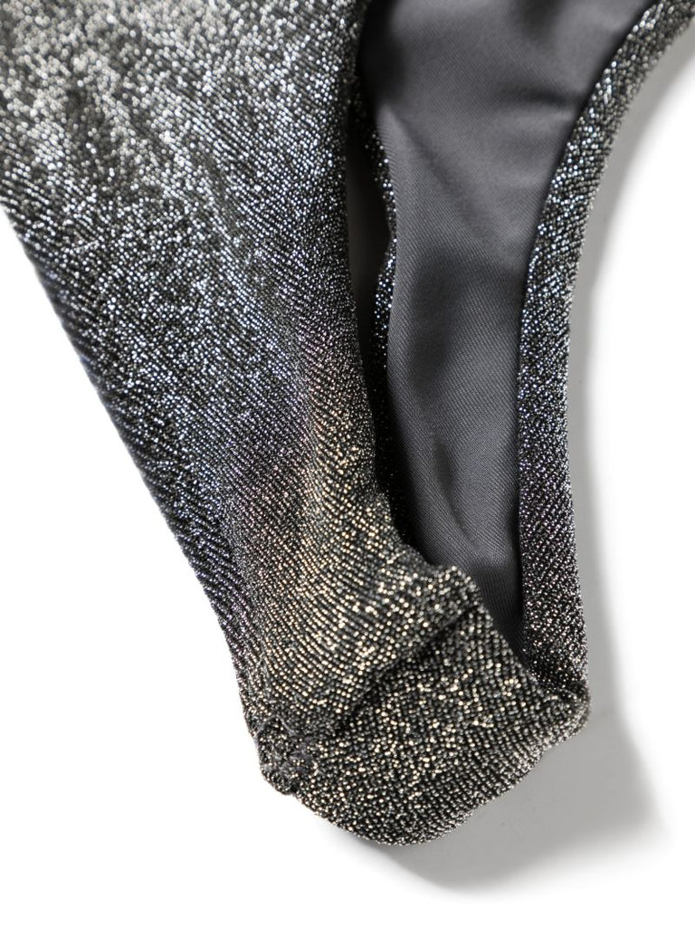 Grey High Cut Lurex Bikini Bottom