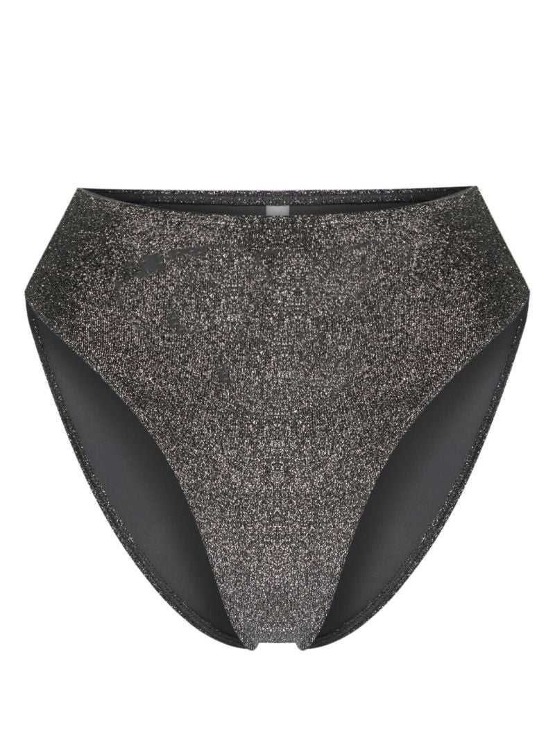 Grey High Waist Lurex Bikini Bottom