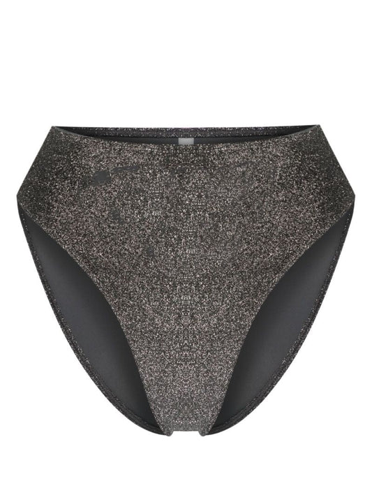 Grey High Waist Lurex Bikini Bottom