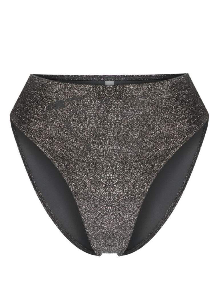 Grey High Waist Lurex Bikini Bottom