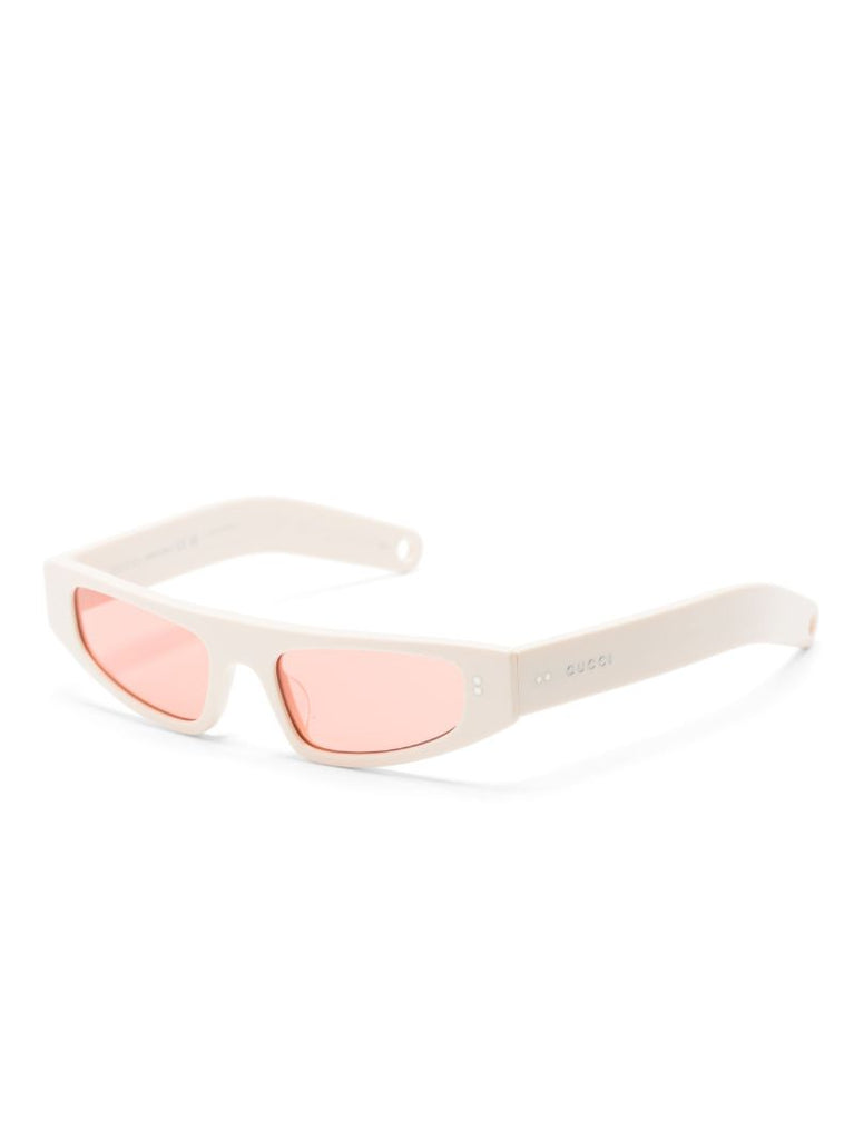 White Logo-print Rectangle-frame Sunglasses