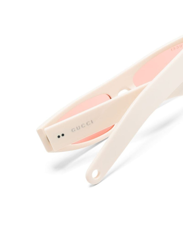 White Logo-print Rectangle-frame Sunglasses
