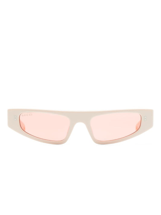 White Logo-print Rectangle-frame Sunglasses