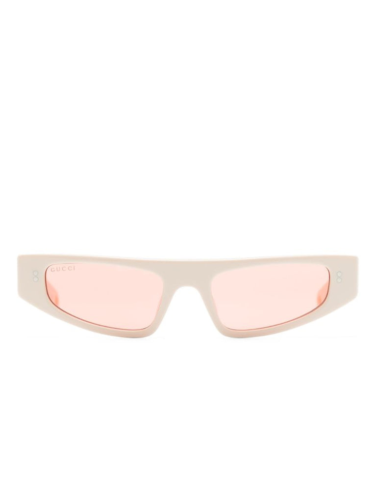 White Logo-print Rectangle-frame Sunglasses