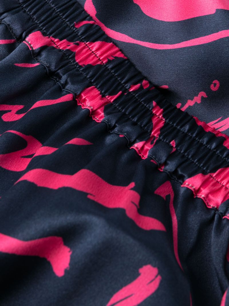 Navy Tide-print Silk Pyjama Bottoms