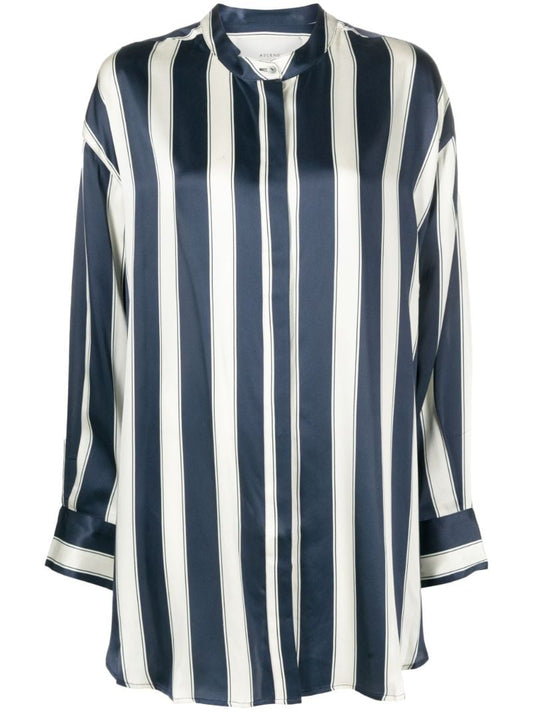 Blue Mantera Striped Silk Shirt