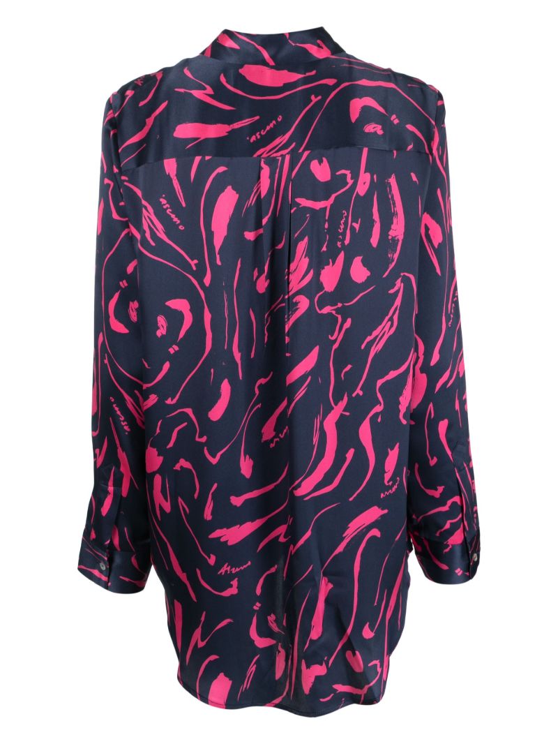 Navy Tide-print Silk Pyjama Top