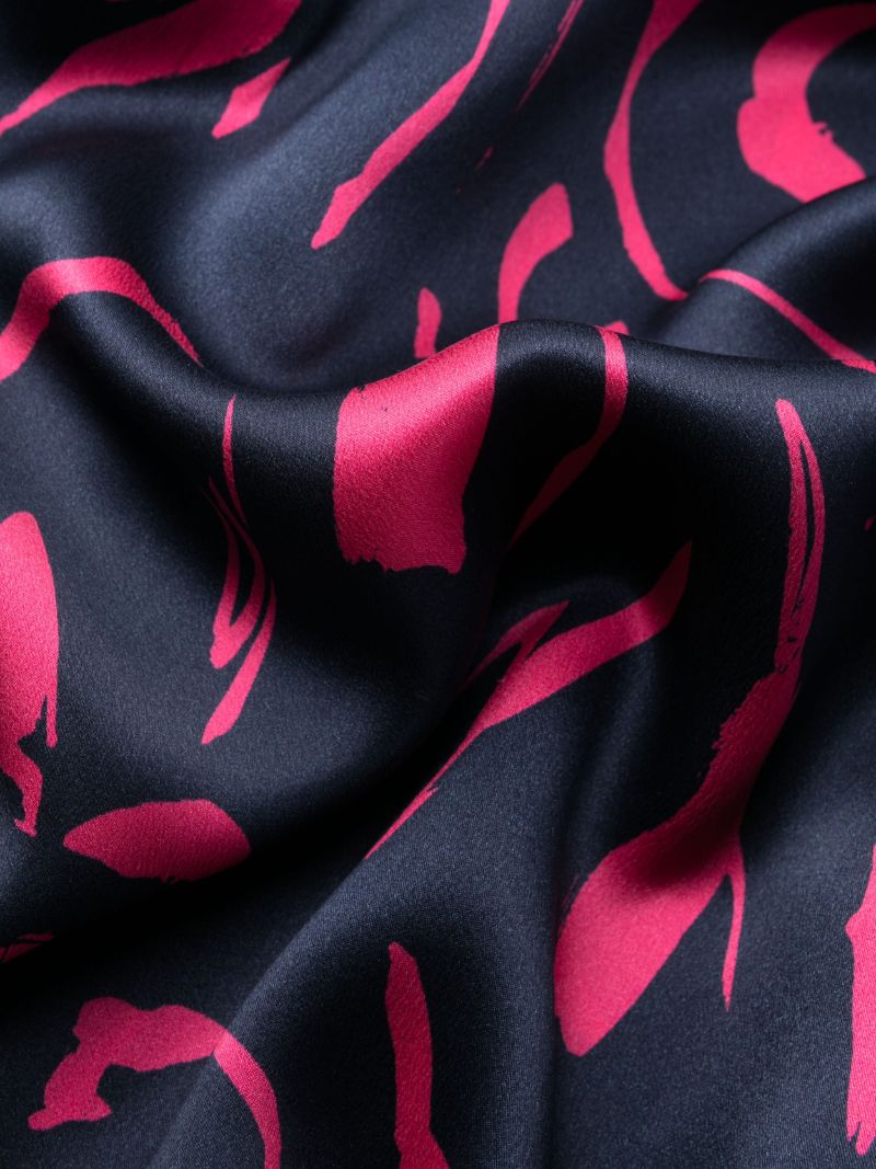 Navy Tide-print Silk Pyjama Top