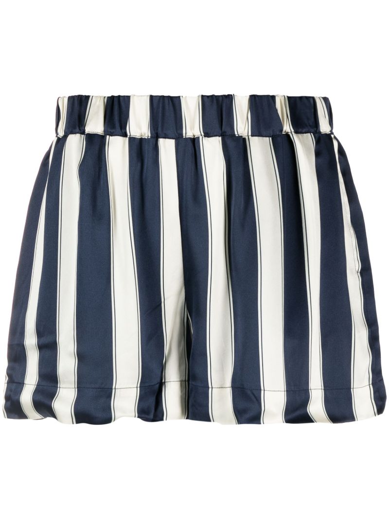 Navy London Striped Silk Shorts