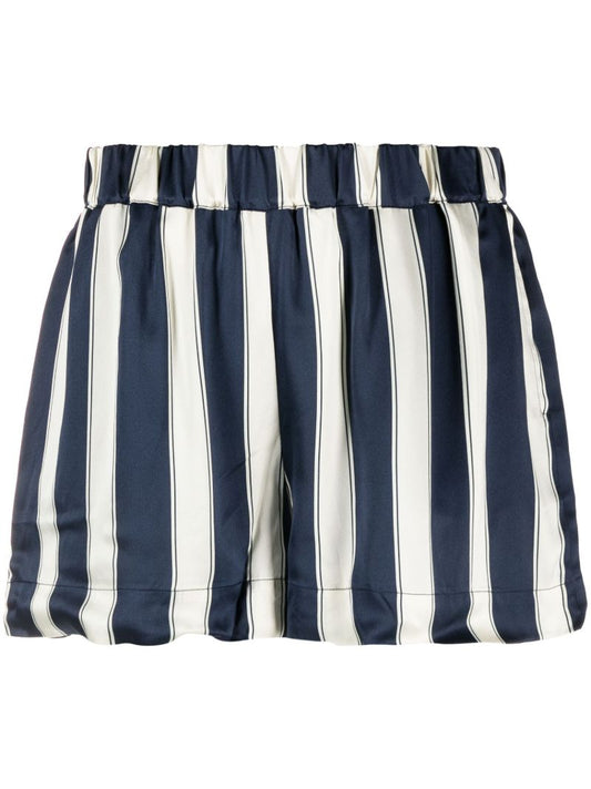 Navy London Striped Silk Shorts