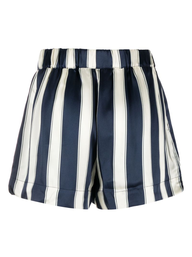 Navy London Striped Silk Shorts