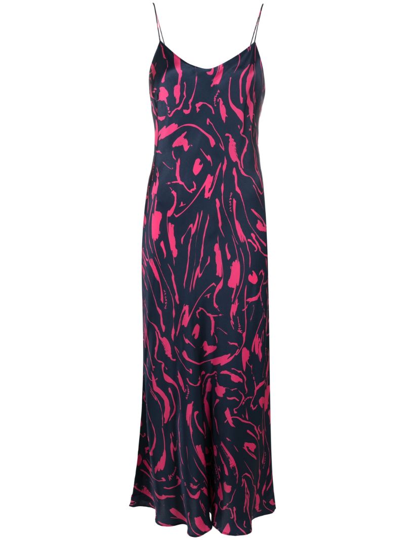 Navy Lyon Silk Maxi Dress
