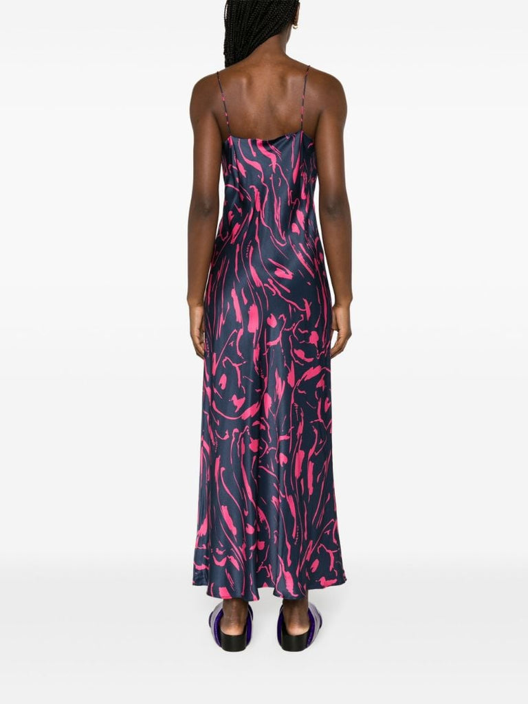 Navy Lyon Silk Maxi Dress